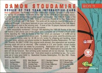 1995 Classic Rookies - Rookie of the Year Interactives #ROY 9 Damon Stoudamire Back