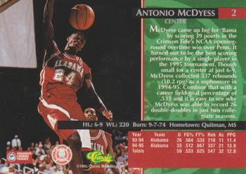 1995 Classic Rookies - Autograph Edition #2 Antonio McDyess Back