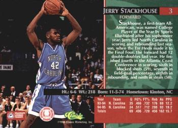 1995 Classic Rookies - Autograph Edition #3 Jerry Stackhouse Back