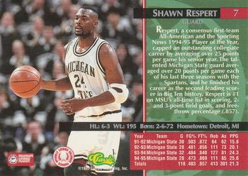 1995 Classic Rookies - Autograph Edition #7 Shawn Respert Back