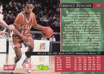 1995 Classic Rookies - Autograph Edition #30 Terrence Rencher Back