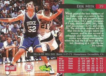 1995 Classic Rookies - Autograph Edition #39 Erik Meek Back