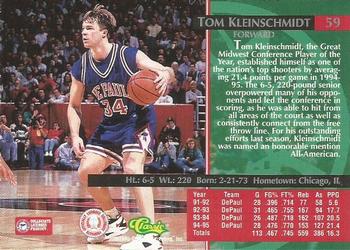1995 Classic Rookies - Autograph Edition #59 Tom Kleinschmidt Back