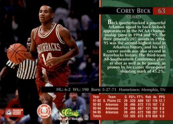 1995 Classic Rookies - Autograph Edition #63 Corey Beck Back