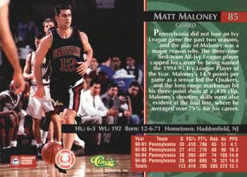 1995 Classic Rookies - Autograph Edition #85 Matt Maloney Back
