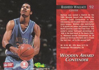 1995 Classic Rookies - Autograph Edition #92 Rasheed Wallace Back
