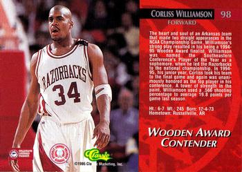 1995 Classic Rookies - Autograph Edition #98 Corliss Williamson Back