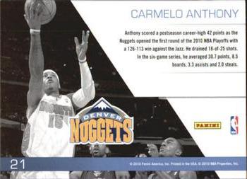 2010-11 Panini Prestige - Franchise Favorites #21 Carmelo Anthony Back