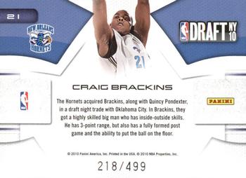 2010-11 Panini Prestige - NBA Draft Class #21 Craig Brackins Back