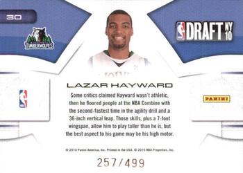 2010-11 Panini Prestige - NBA Draft Class #30 Lazar Hayward Back