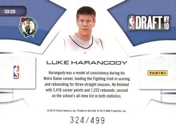 2010-11 Panini Prestige - NBA Draft Class #33 Luke Harangody Back