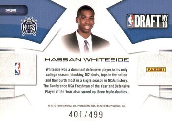 2010-11 Panini Prestige - NBA Draft Class #36 Hassan Whiteside Back