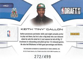 2010-11 Panini Prestige - NBA Draft Class Draft Logo Signatures #40 Keith Gallon Back