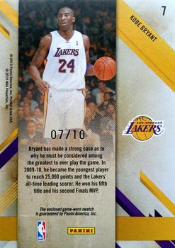 2010-11 Panini Prestige - Stars of the NBA Materials Prime #7 Kobe Bryant Back