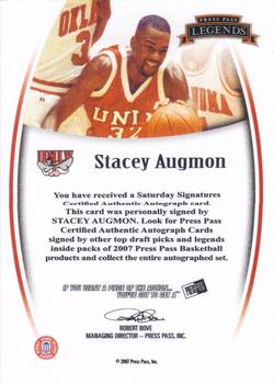 2007-08 Press Pass Legends - Saturday Signatures #NNO Stacey Augmon Back