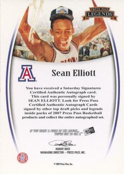 2007-08 Press Pass Legends - Saturday Signatures #NNO Sean Elliott Back