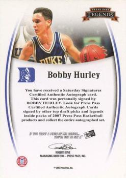 2007-08 Press Pass Legends - Saturday Signatures #NNO Bobby Hurley Back