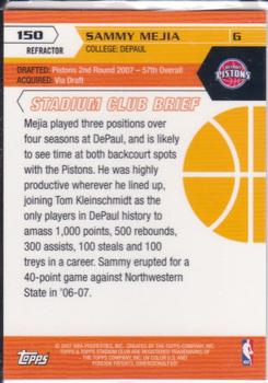 2007-08 Stadium Club - Super Teams Rookie Black Refractors #150 Sammy Mejia Back
