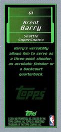2003-04 Topps Rookie Matrix - Minis Topps #61 Brent Barry Back