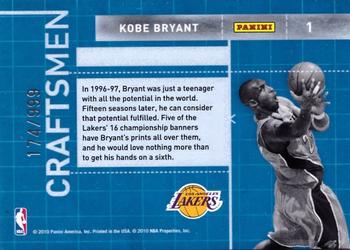2010-11 Donruss - Craftsmen #1 Kobe Bryant Back