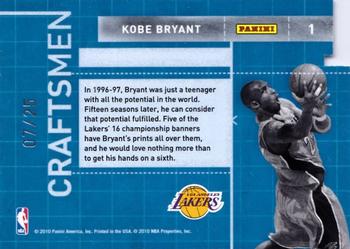 2010-11 Donruss - Craftsmen Die Cuts Ruby #1 Kobe Bryant Back