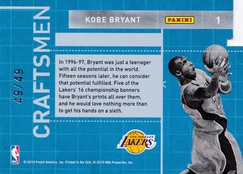 2010-11 Donruss - Craftsmen Die Cuts Sapphire #1 Kobe Bryant Back