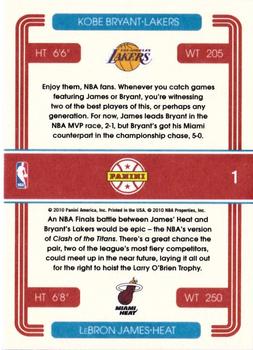 2010-11 Donruss - Duos #1 Kobe Bryant / LeBron James Back