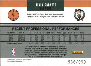 2010-11 Donruss - Gamers #4 Kevin Garnett Back