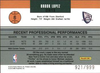 2010-11 Donruss - Gamers #6 Brook Lopez Back