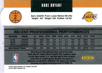 2010-11 Donruss - Gamers Die Cuts Emerald #2 Kobe Bryant Back