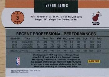 2010-11 Donruss - Gamers Die Cuts Emerald #3 LeBron James Back