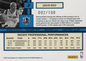 2010-11 Donruss - Magicians Press Proofs #2 Jason Kidd Back