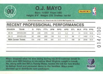 2010-11 Donruss - Press Proof #90 O.J. Mayo Back