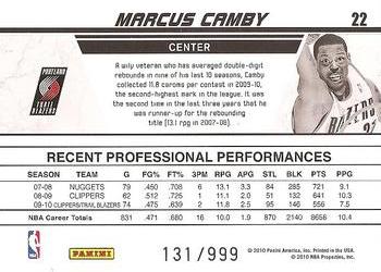 2010-11 Donruss - Production Line #22 Marcus Camby Back