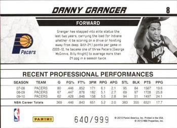 2010-11 Donruss - Production Line #8 Danny Granger Back