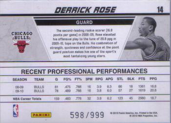 2010-11 Donruss - Production Line #14 Derrick Rose Back