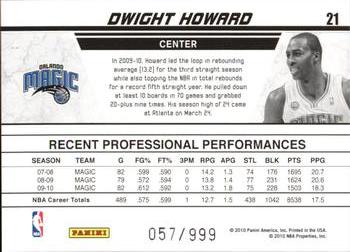 2010-11 Donruss - Production Line #21 Dwight Howard Back
