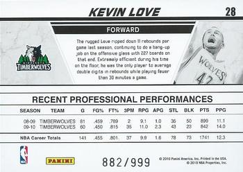 2010-11 Donruss - Production Line #28 Kevin Love Back