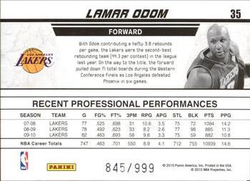 2010-11 Donruss - Production Line #35 Lamar Odom Back