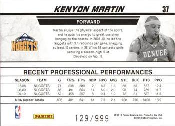 2010-11 Donruss - Production Line #37 Kenyon Martin Back