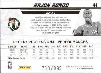 2010-11 Donruss - Production Line #44 Rajon Rondo Back