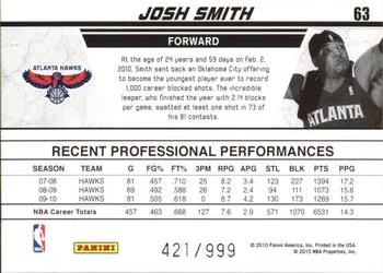 2010-11 Donruss - Production Line #63 Josh Smith Back