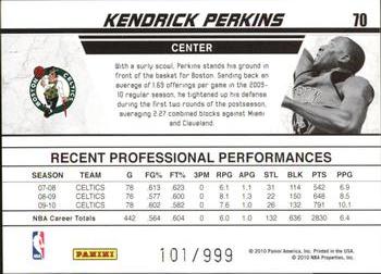 2010-11 Donruss - Production Line #70 Kendrick Perkins Back