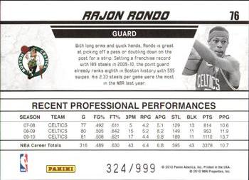 2010-11 Donruss - Production Line #76 Rajon Rondo Back