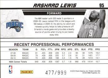 2010-11 Donruss - Production Line #95 Rashard Lewis Back