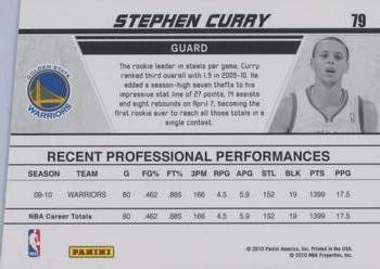 2010-11 Donruss - Production Line Die Cuts Emerald #79 Stephen Curry Back