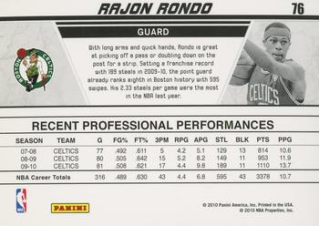2010-11 Donruss - Production Line Rack Packs #76 Rajon Rondo Back