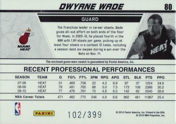2010-11 Donruss - Production Line Stat Die Cuts Materials #80 Dwyane Wade Back