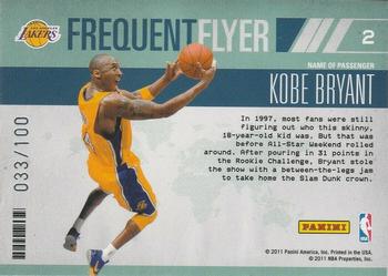 2010-11 Panini Absolute Memorabilia - Frequent Flyer Spectrum #2 Kobe Bryant Back