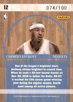 2010-11 Panini Absolute Memorabilia - NBA Icons Spectrum #12 Carmelo Anthony Back